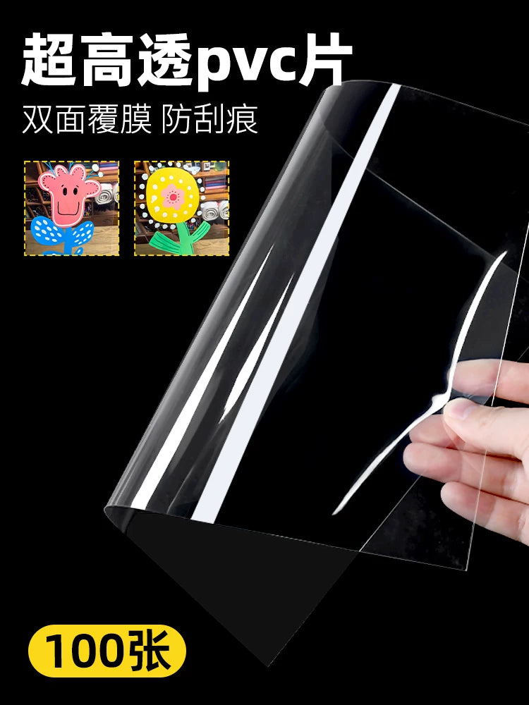 PVC Transparent Plastic Film Sheets for DIY Craft Binding Covers A3 A4 Kids Art Painting Material Cuttable Creative Wind Chime Gift Graffiti Tool Set