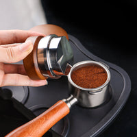 Walnut Stainless Steel Coffee Distributor and Tamper, Adjustable 51/58mm