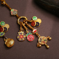 Chinese Style Lucky Charm Keychain Hand-Woven Fortune Bag Car Key Pendant