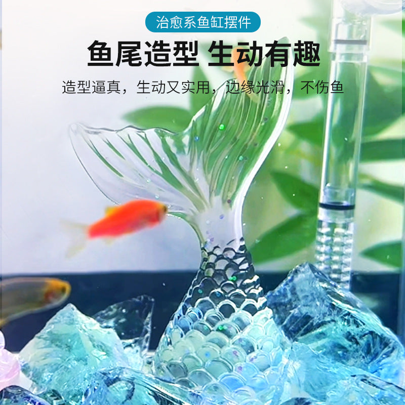 Mermaid Tail Fish Tank Ornament Desktop Micro Landscape Betta Fish Aquarium Decoration
