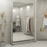 Stainless Steel Full Length Mirror with Adjustable Stand for Home and Retail