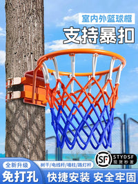 Wall-Mounted Basketball Hoop for Indoor/Outdoor Home Use, Punch-Free/Drill Installation, Portable Basketball Goal for Kids & Adults