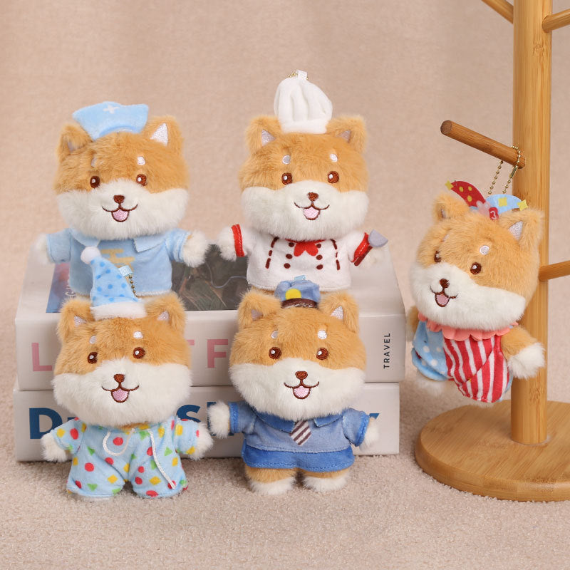 Shiba Inu Plush Keychain Doll - Chef, Nurse, Police, Pajamas Outfits - 14cm
