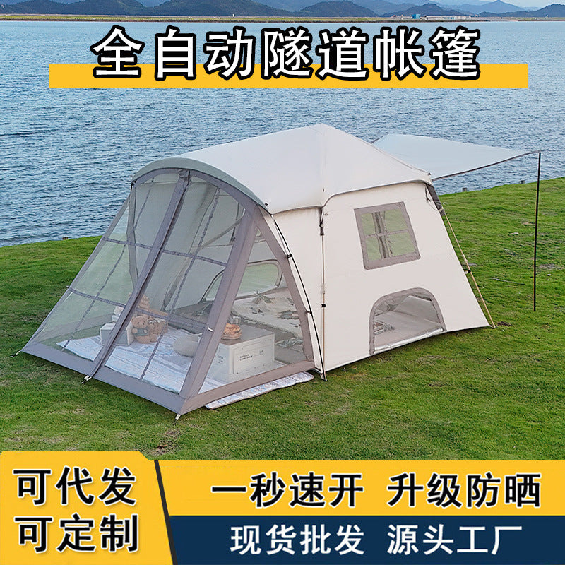 Automatic Tunnel Camping Tent for 5-8 Person, Double Layer Waterproof Outdoor Picnic Hiking Tent