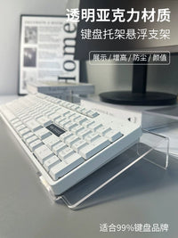Acrylic Keyboard Riser Stand with Wrist Rest and Light Base for Desk Organization