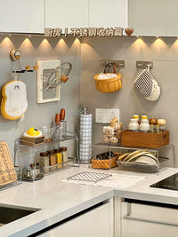 Expandable Stainless Steel Cabinet Shelf Organizer for Kitchen Storage