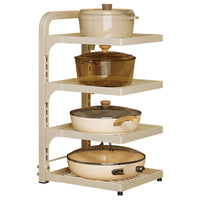 Multi-Layer Pot and Pan Organizer Rack for Kitchen Cabinet Countertop Under-Sink Storage