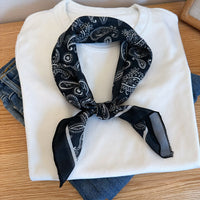 Vintage Japanese Style Cotton Linen Paisley Scarf for Neck or Head