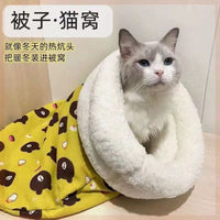 Semi-Enclosed Warm Cat Sleeping Bag Bed for Winter and All Seasons