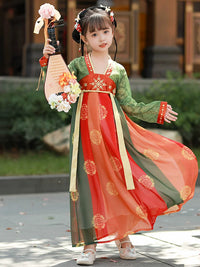 Girls' Hanfu Dress Chinese Style Tang Suit for Performance and Dance