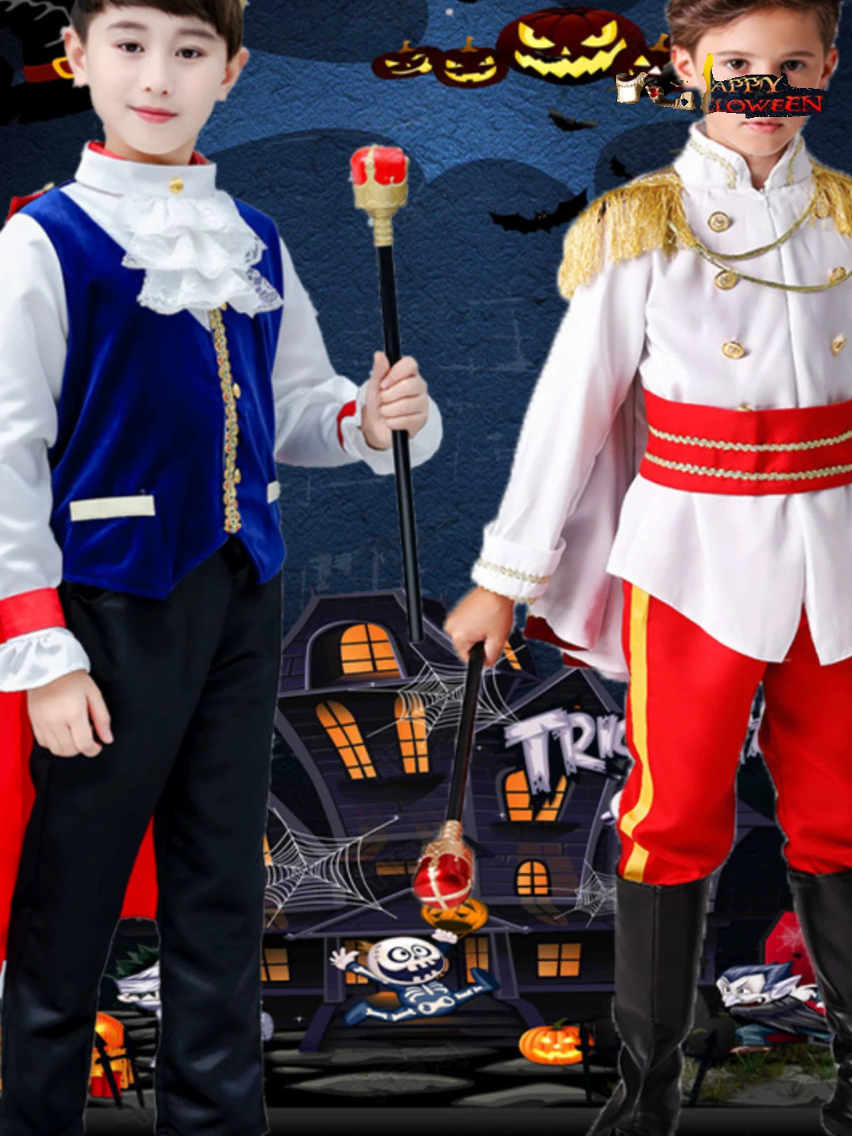 Halloween Kids King Prince Costume Set for Boys, Cosplay Performance & Stage Show Outfit