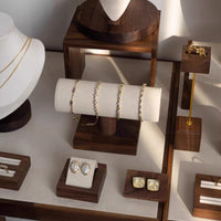 Walnut Wood Jewelry Display Stand for Necklaces, Rings, Bracelets, and Earrings