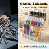 Acrylic Pen Holder with Multi-Grid Storage for Desk Organization