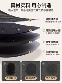 Diatomaceous Earth Bath Mat Quick Dry Non-Slip Absorbent Floor Mat for Bathroom Toilet Entrance
