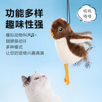 Electric Chirping Bird Cat Toy Interactive Kitten Teaser Wand for Indoor Play
