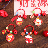 Cute Cartoon Lucky Cat Keychain with Blessing Charm for Bags