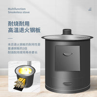Portable Wood-Burning Stove with Large Iron Pot for Outdoor and Indoor Use