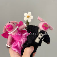 Handmade Felt Pig Keychain Pendant for Bags and Cars