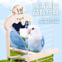 Pet Bird Mirror Perch Stand for Parakeets Cockatiels Lovebirds