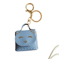 Cute Cat Mini PU Leather Coin Purse Keychain