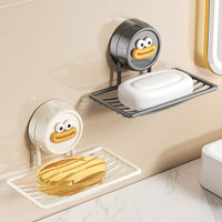 Cartoon Duck Suction Cup Soap Holder Wall-Mounted Drain Soap Dish for Bathroom
