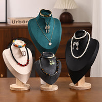 Wooden Mannequin Jewelry Display Stand for Necklaces, Rings, and Bracelets