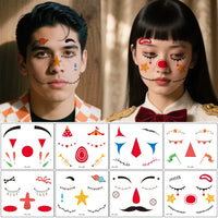 Halloween Clown Circus Glitter Face Temporary Tattoos for Parties & Festivals