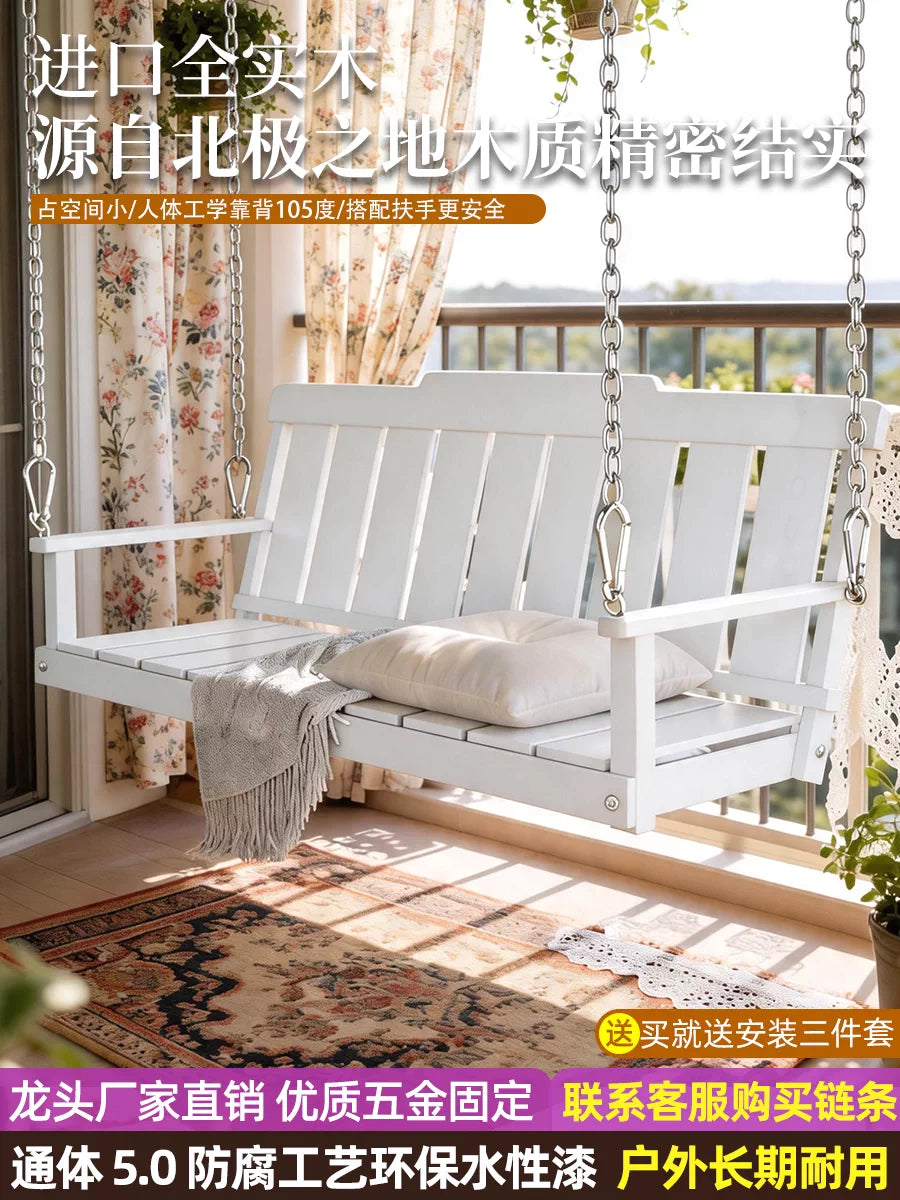 Indoor/Outdoor Portable Wooden Swing Chair for Kids and Adults, Door Frame Mountable