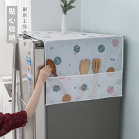 Refrigerator Dust Cover with Storage Pockets, Waterproof and Oil-proof Fabric