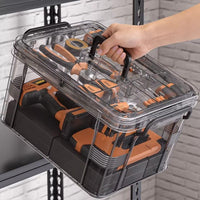 Multi-functional Transparent Portable Tool Storage Box for Home Hardware and Parts