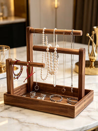 Solid Wood Jewelry Box Display Stand Multi-layer Storage Organizer for Earrings Bracelets Necklaces