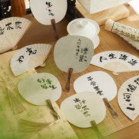 Chinese Style Retro Calligraphy Mini Fan-Shaped Blessing Postcards New Year Greeting Cards