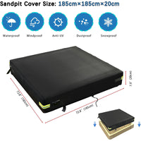 Square Sandbox Cover with Reflective Strips, Waterproof Dustproof Sandpit Protector for Kids' Outdoor Toys