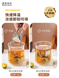 Food Grade 316 Stainless Steel Reusable Ice Cubes for Whiskey & Drinks