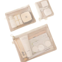 Portable Mesh Travel Pouch for Cosmetics and Small Items