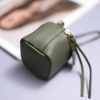 Vintage Leather Cosmetic Bag Lipstick Coin Purse Portable Travel Storage Bucket Mini Round Wallet