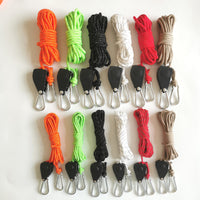 Reflective Guy Line Rope with Pulley Adjuster for Outdoor Camping Tents and Tarps