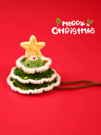 Christmas Pet Scarf with Bell and Bowtie, Hand-Knitted Crochet Collar for Dogs and Cats