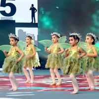 Kids' Shimmering Star Firefly Fairy Princess Tutu Dress with Headpiece and Wings for Performance