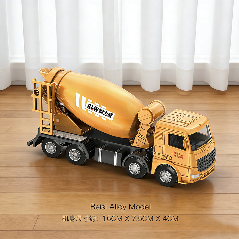Kids' Alloy Construction Vehicle Set - Excavator, Crane, Mixer Truck, and More - Realistic Engineering Model Toys for Boys