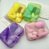 Makeup Sponge and Brush Set with Flocked Powder Puffs and Mini Sponges