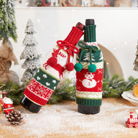 Christmas Wine Bottle Cover Decor Set - Santa, Snowman, Reindeer Designs