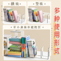 Acrylic 4-Compartment Bookends, Clear Desktop Organizer Book Holder