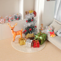 Miniature Christmas Living Room Decor Set with Tree, Deer, Gift Boxes, and Carpet