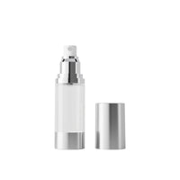 Frosted Silver Airless Pump Bottle for Lotion, Serum, and Toner - AS Transparent Refillable Cosmetic Container