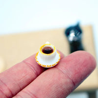 Dollhouse Miniature Coffee Cup and Wooden Tray Set for Living Room Scene