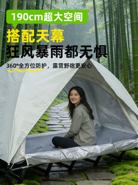 Portable Single Person Off-Ground Camping Tent with Canopy, Foldable Rainproof Outdoor Cot Tent for Overnight Camping