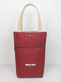 Portable Insulated Lunch Bag with Handle for Bento Box and Thermos, Oxford Cloth Water Bottle Storage Pouch