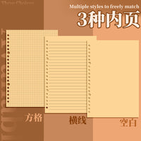 Kraft Paper Loose-Leaf Notebook with Detachable Pages, A5/B5 Refillable Journal with Grid/Blank Inserts