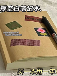 Extra Thick Blank Notebook B5/A5 Kraft Paper Black Card Retro Journal for Sketching and Notes